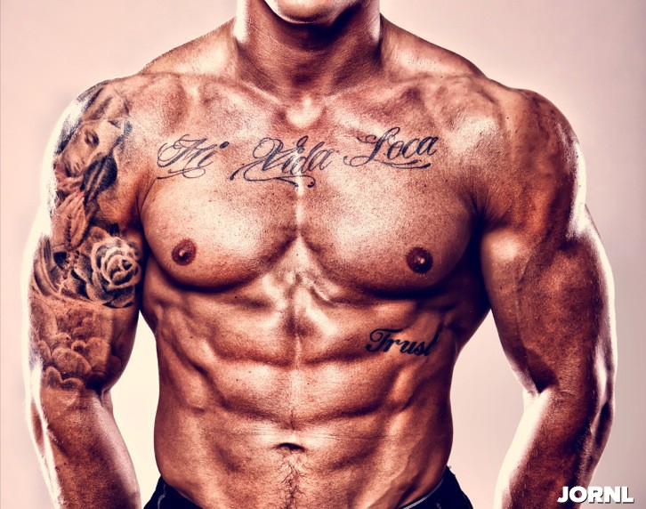 Hot tattooed and pumped male body